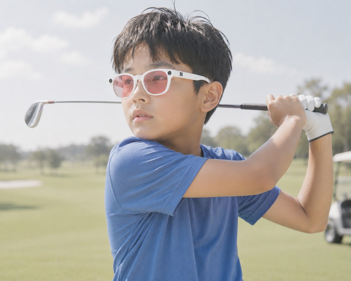 A child outdoors wearing the MYSK in size S