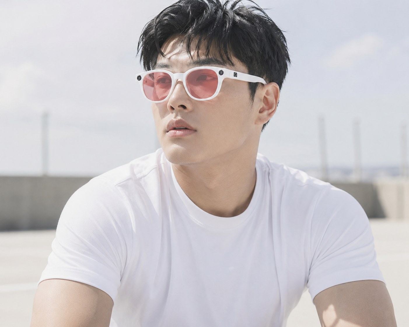 A person wearing the MYSK outdoors